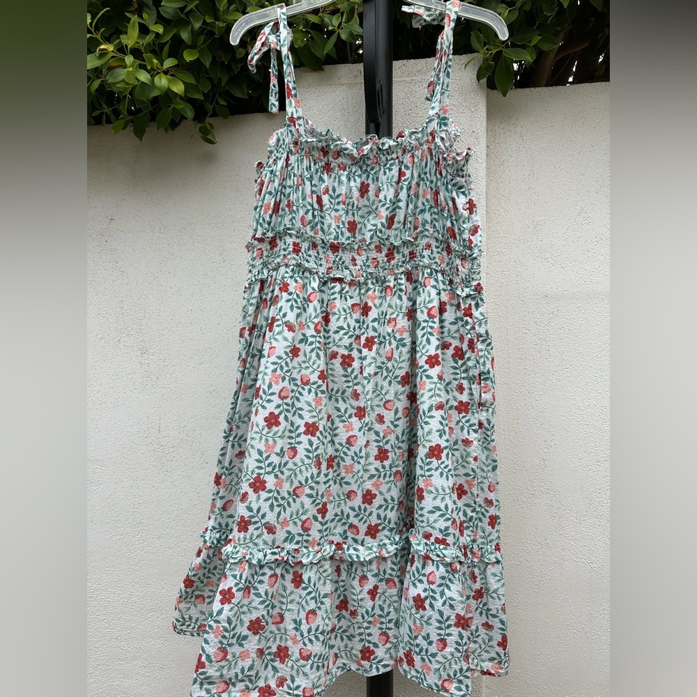 Draper James Cream Floral Tie-Shoulder Knee Length Dress - Picture 7 of 7